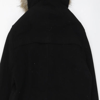 B.You Womens Black Pea Coat Coat Size 10 Button