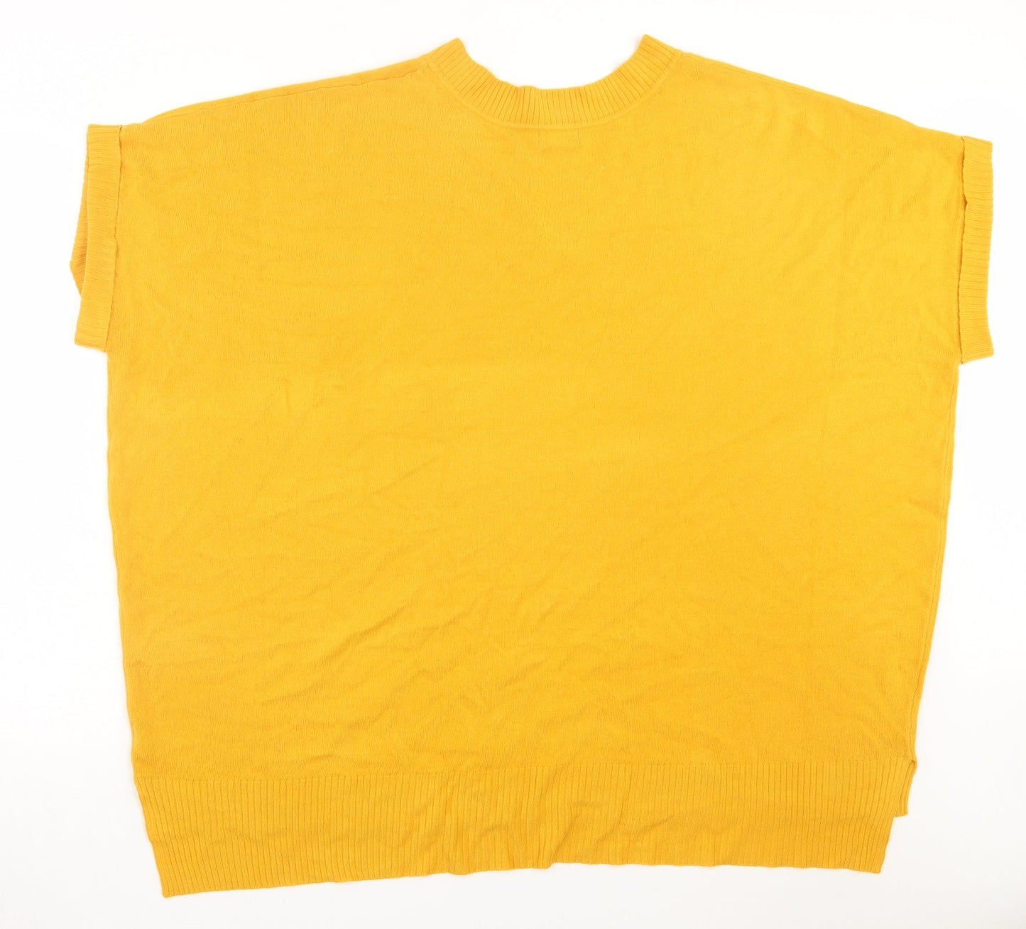 F&F Womens Yellow V-Neck Acrylic Vest Jumper Size L