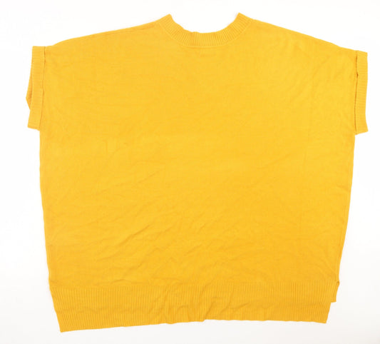 F&F Womens Yellow V-Neck Acrylic Vest Jumper Size L