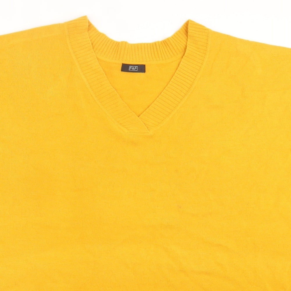 F&F Womens Yellow V-Neck Acrylic Vest Jumper Size L