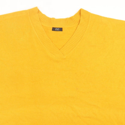F&F Womens Yellow V-Neck Acrylic Vest Jumper Size L