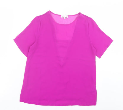 Womens UK Size 10 Warehouse Purple Basic T-Shirt