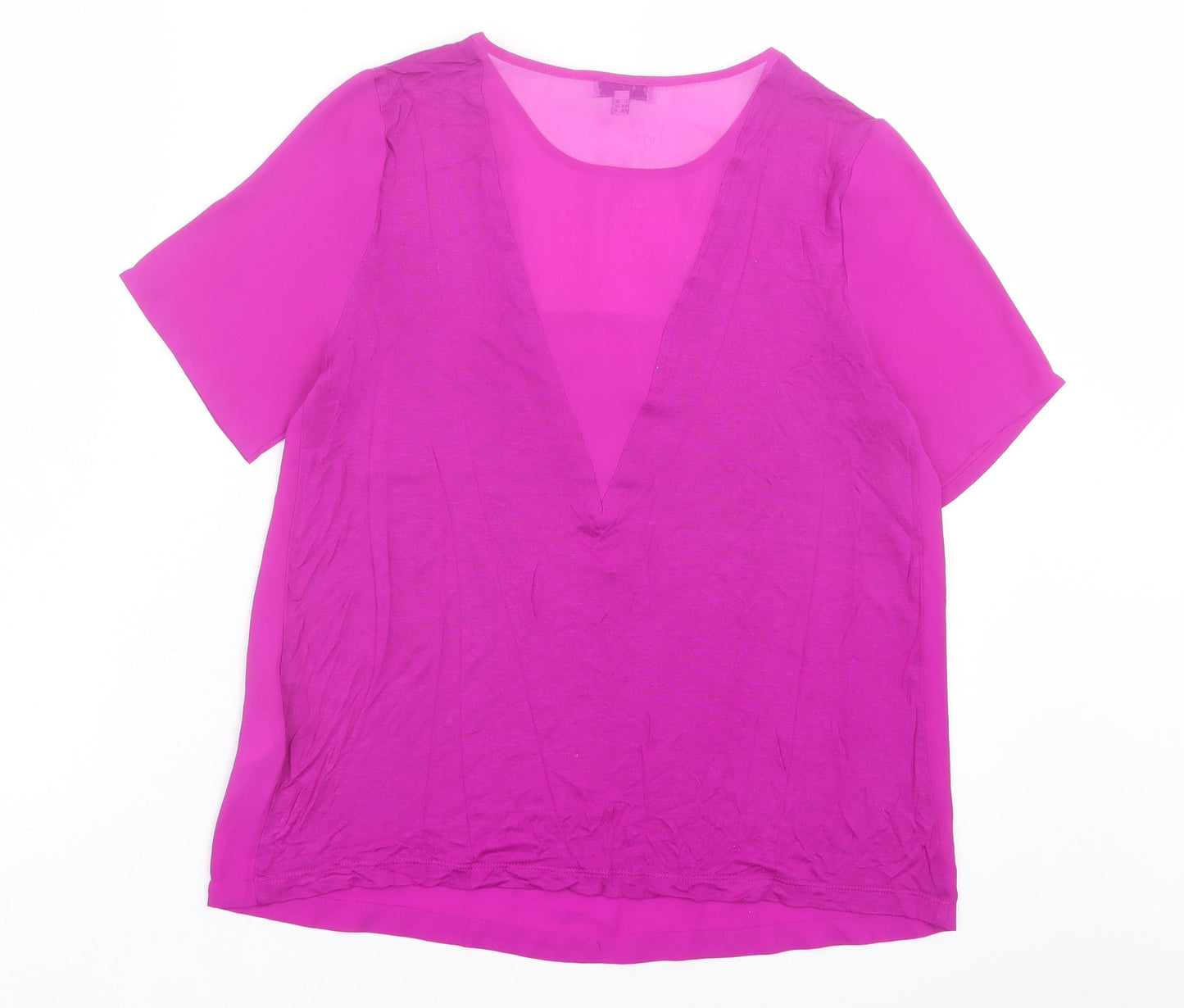 Womens UK Size 10 Warehouse Purple Basic T-Shirt