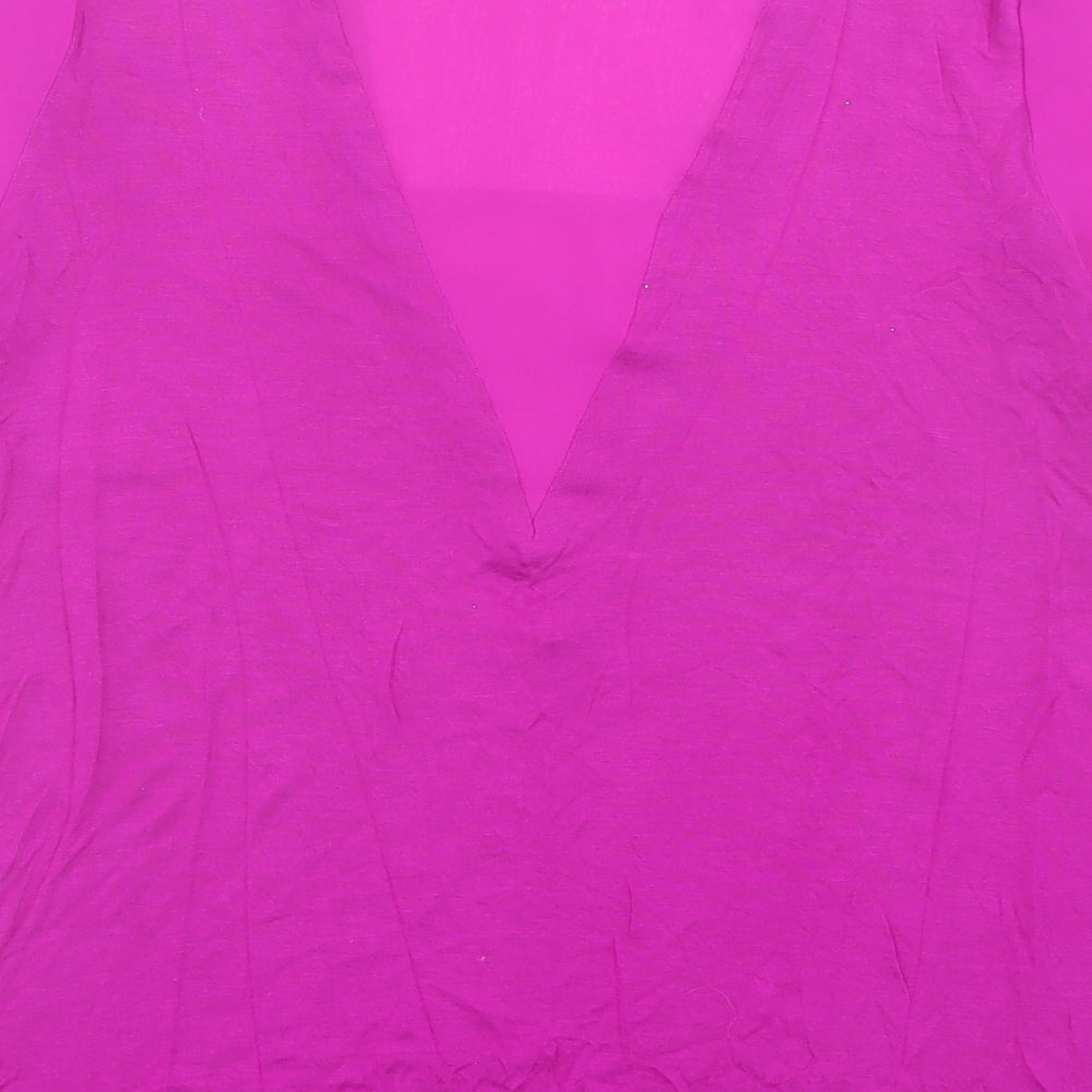 Womens UK Size 10 Warehouse Purple Basic T-Shirt