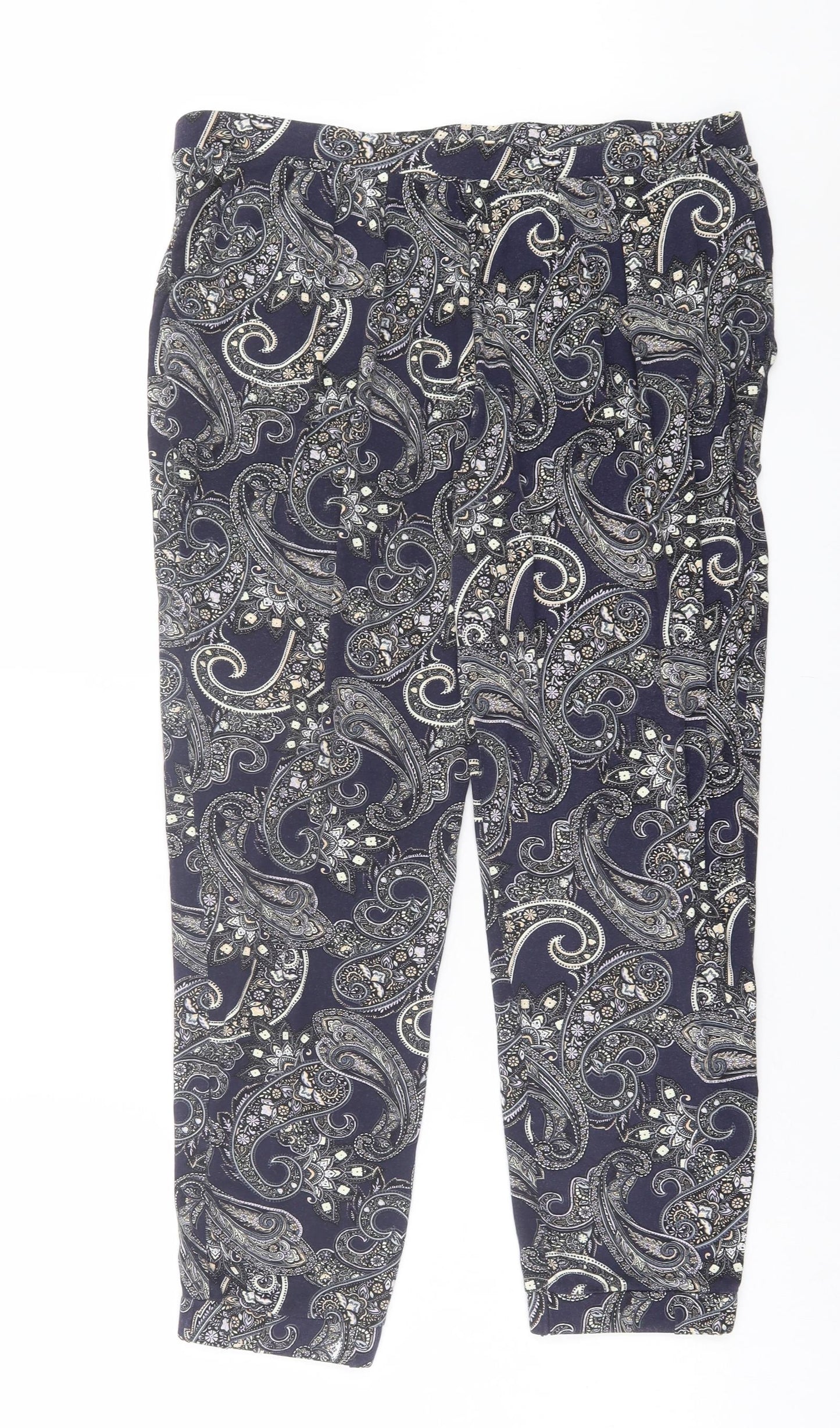 Womens UK Size L Oasis Regular Fit Cropped Blue Trousers