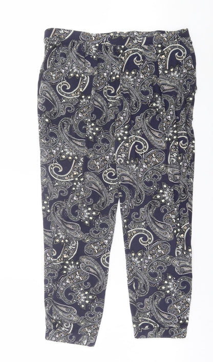 Womens UK Size L Oasis Regular Fit Cropped Blue Trousers