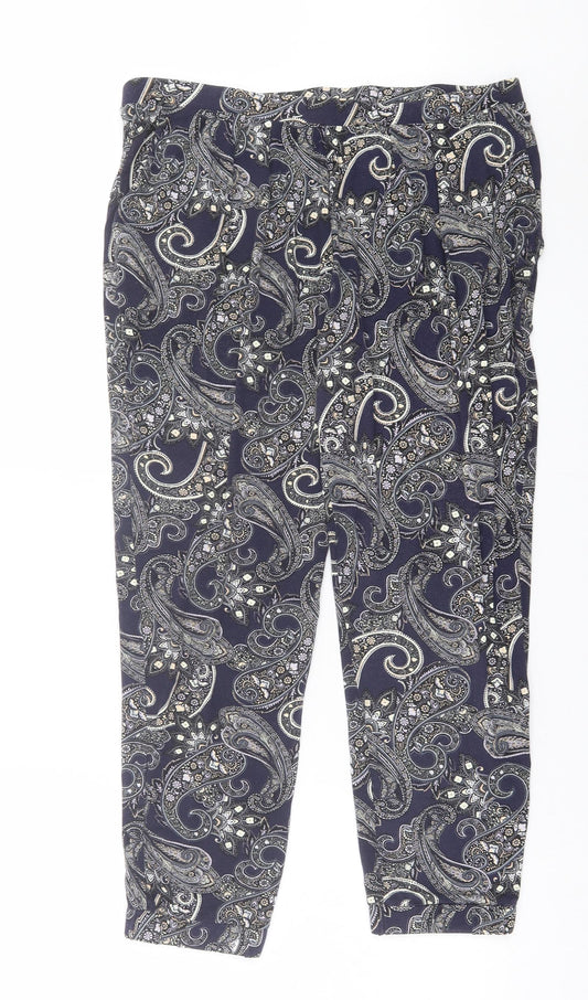 Womens UK Size L Oasis Regular Fit Cropped Blue Trousers
