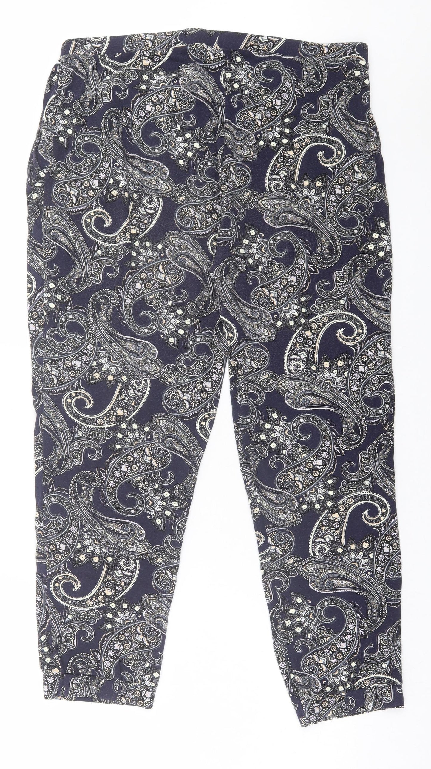 Womens UK Size L Oasis Regular Fit Cropped Blue Trousers