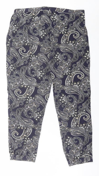Womens UK Size L Oasis Regular Fit Cropped Blue Trousers
