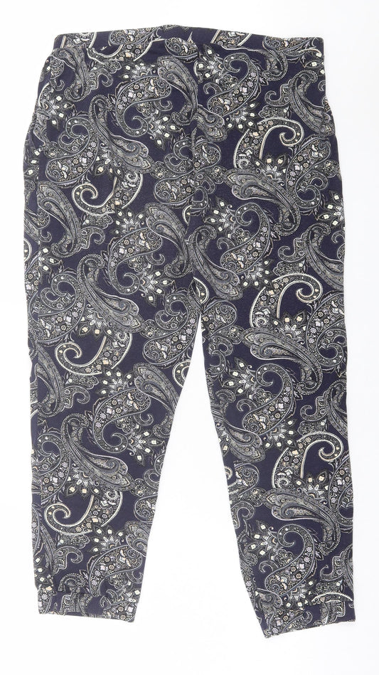 Womens UK Size L Oasis Regular Fit Cropped Blue Trousers