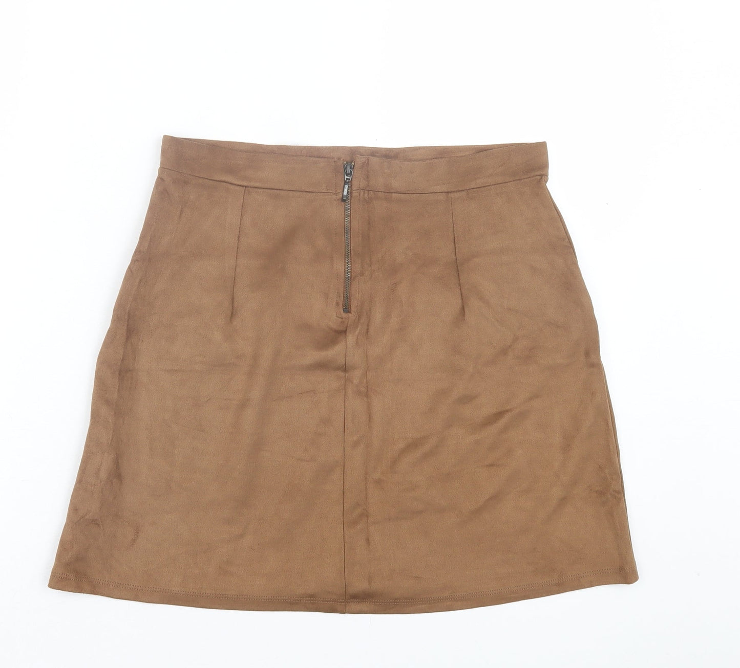 TU Womens Brown Polyester A-Line Skirt Size 8 Zip