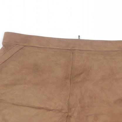 TU Womens Brown Polyester A-Line Skirt Size 8 Zip