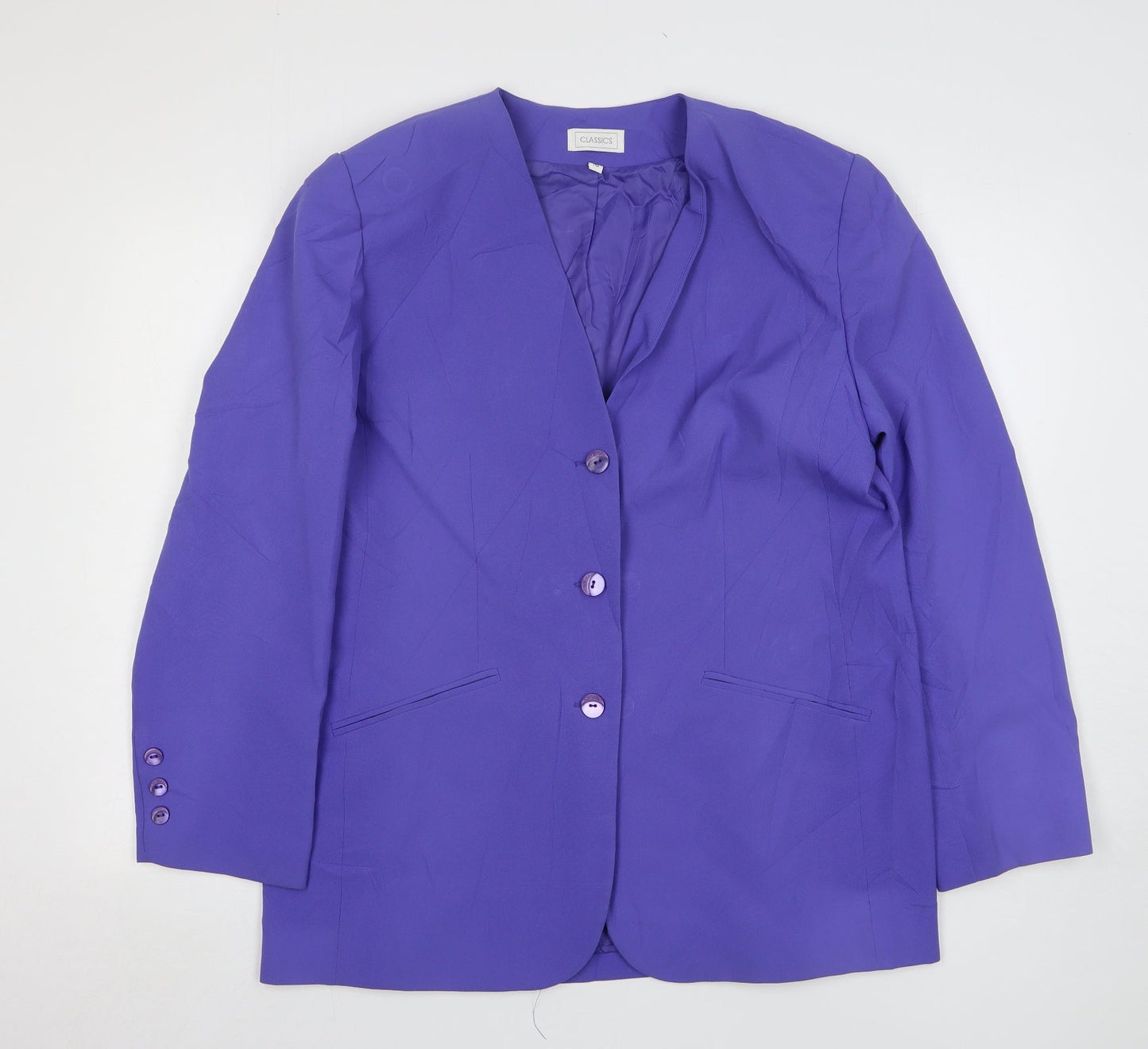 Classics Womens Purple Nylon Jacket Suit Jacket Size 16