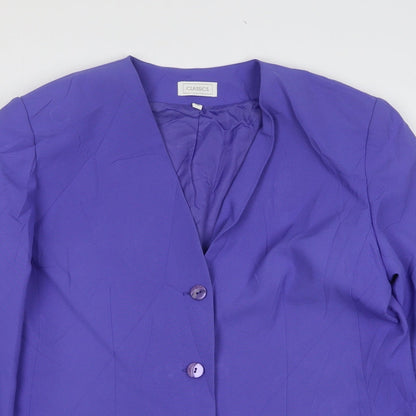 Classics Womens Purple Nylon Jacket Suit Jacket Size 16