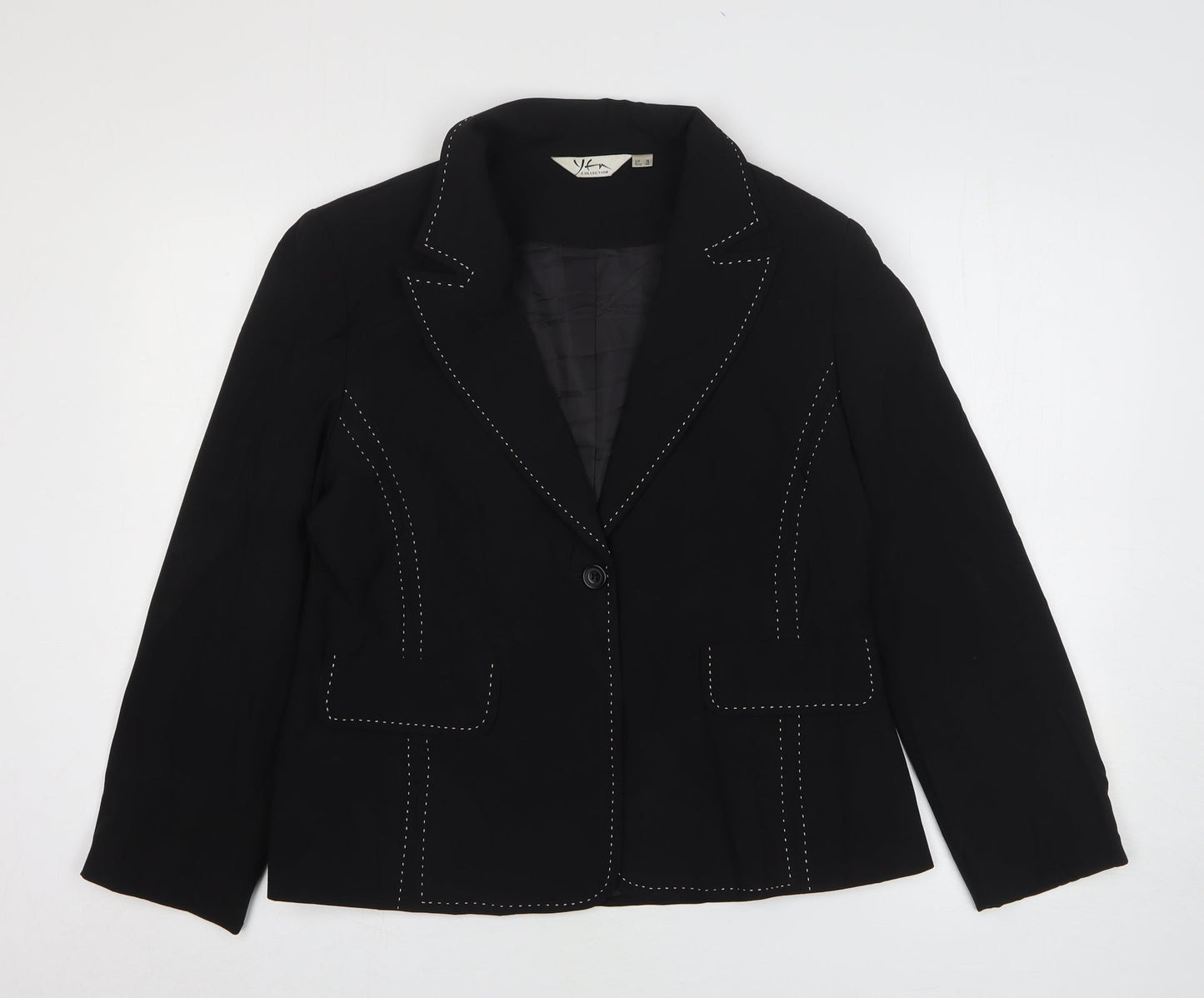 YFN Womens Black Polyester Jacket Blazer Size 16