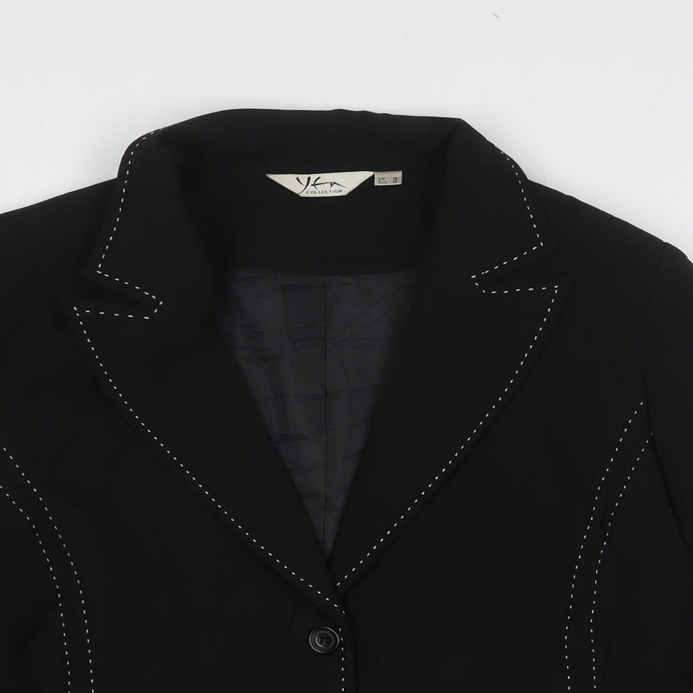 YFN Womens Black Polyester Jacket Blazer Size 16