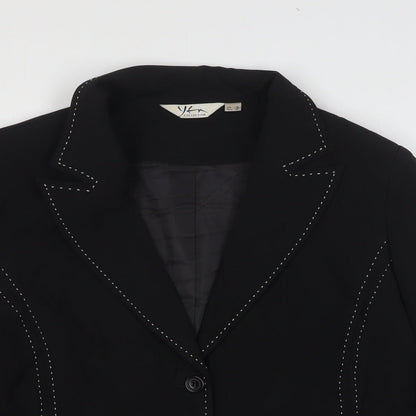 YFN Womens Black Polyester Jacket Blazer Size 16