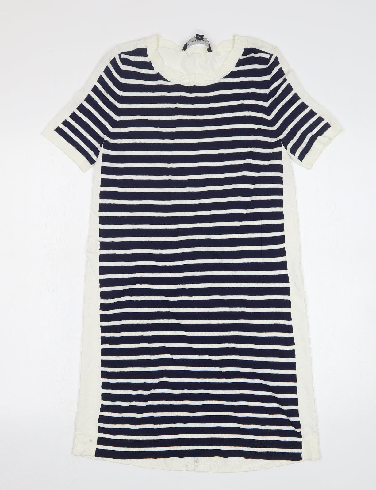 French Connection Womens Blue Striped Acrylic Jumper Dress Size S Round Neck
