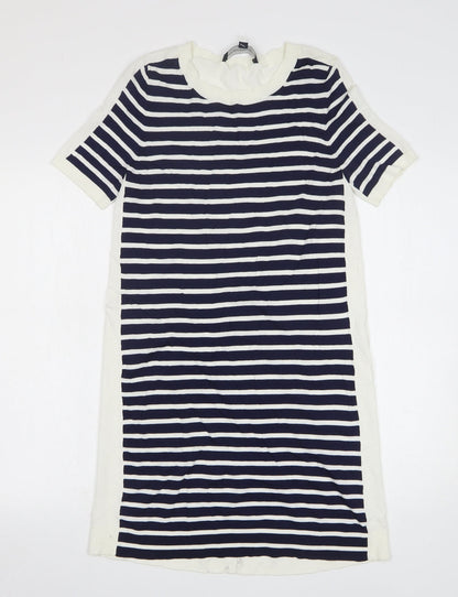 French Connection Womens Blue Striped Acrylic Jumper Dress Size S Round Neck