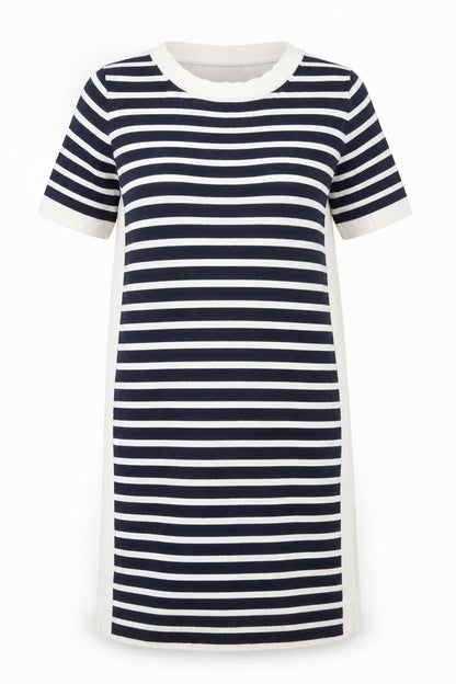 French Connection Womens Blue Striped Acrylic Jumper Dress Size S Round Neck