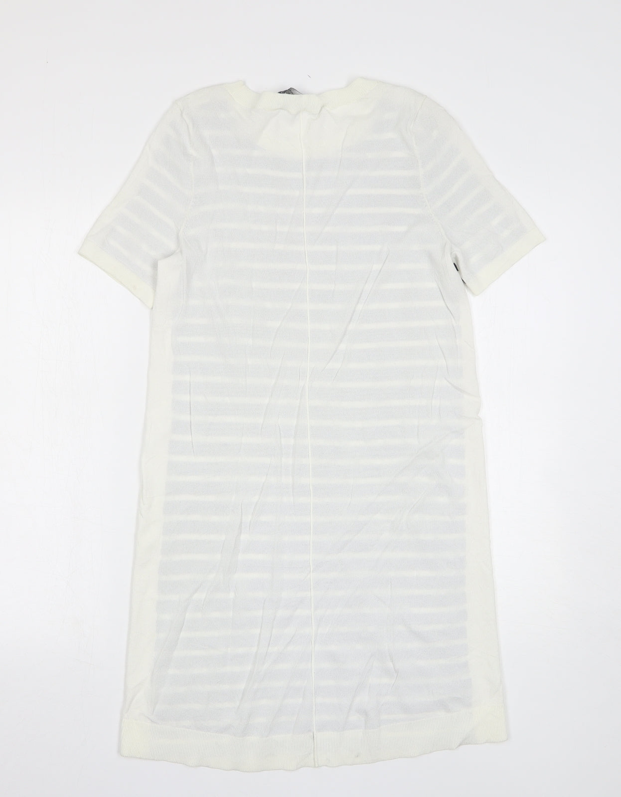 French Connection Womens Blue Striped Acrylic Jumper Dress Size S Round Neck