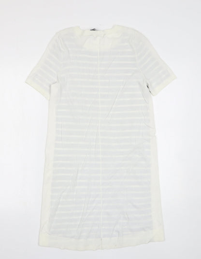 French Connection Womens Blue Striped Acrylic Jumper Dress Size S Round Neck