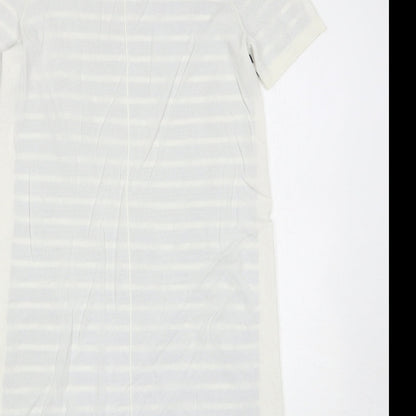 French Connection Womens Blue Striped Acrylic Jumper Dress Size S Round Neck