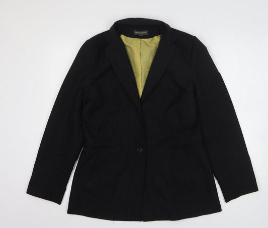 Atmosphere Womens Black Striped Polyester Jacket Suit Jacket Size 12