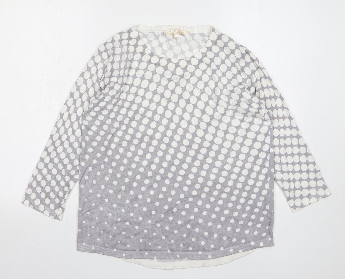 Noni B Womens Grey Round Neck Polka Dot Viscose Pullover Jumper Size M