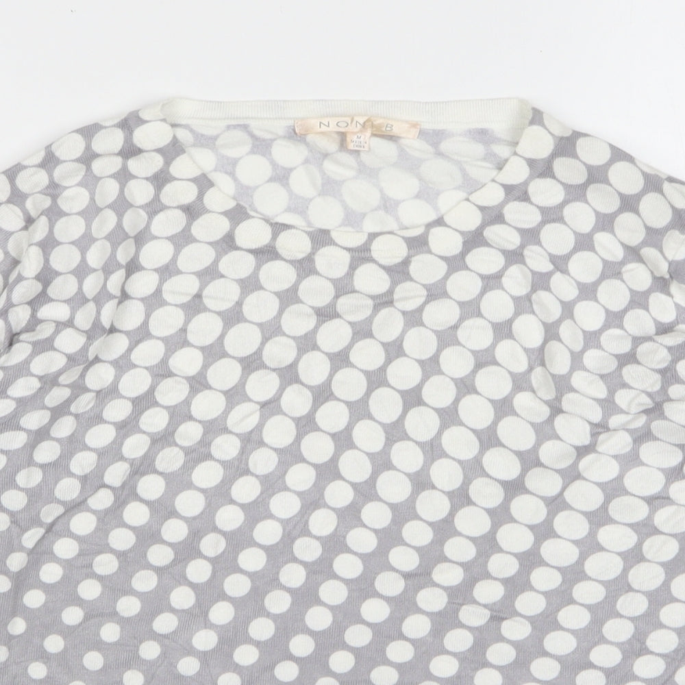 Noni B Womens Grey Round Neck Polka Dot Viscose Pullover Jumper Size M