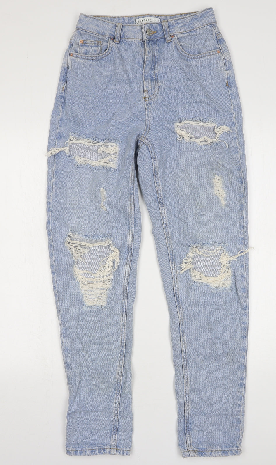 Denim & Co. Womens Blue Cotton Mom Jeans Size 6 L30 in Regular Button