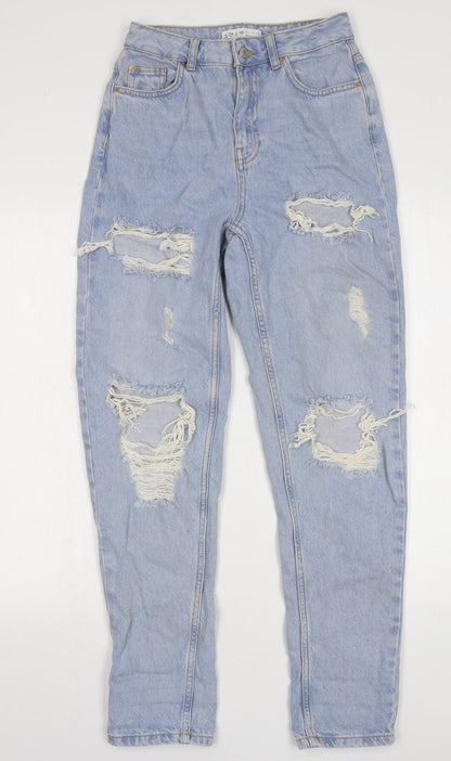 Denim & Co. Womens Blue Cotton Mom Jeans Size 6 L30 in Regular Button