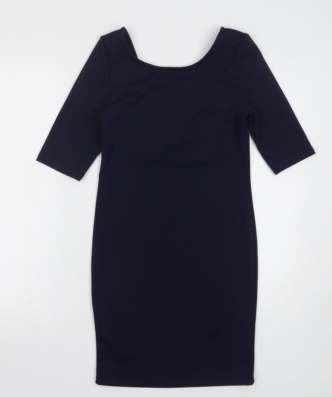 Glamourous Womens Blue Polyester Mini Size 12 Round Neck Pullover - Low Back