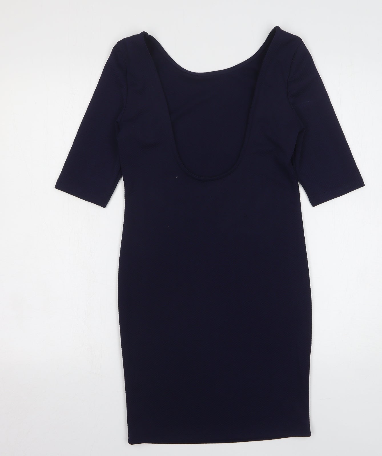 Glamourous Womens Blue Polyester Mini Size 12 Round Neck Pullover - Low Back