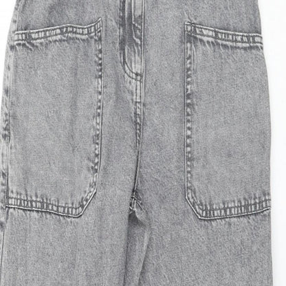 Dunnes Stores Womens Grey Cotton Straight Jeans Size 26 in L23 in Regular Zip