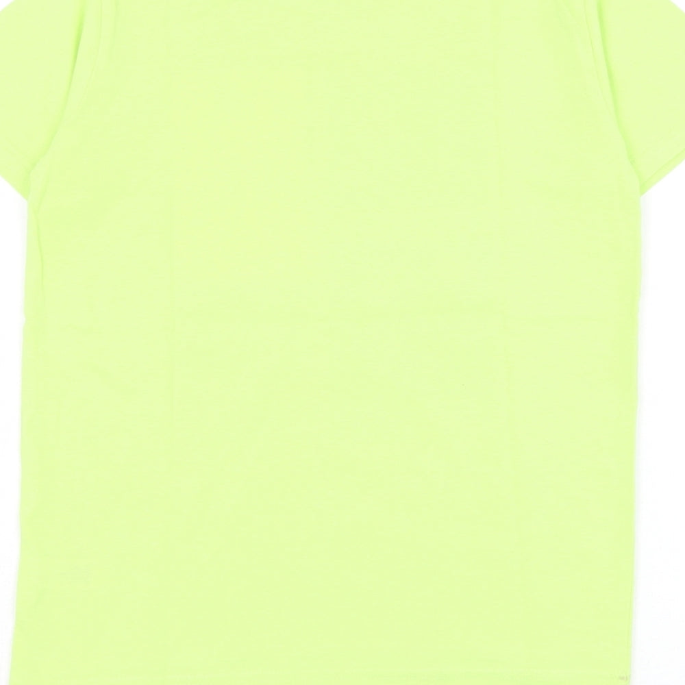 Dunnes Stores Boys Green Cotton Basic T-Shirt Size 8-9 Years Round Neck Pullover - Football