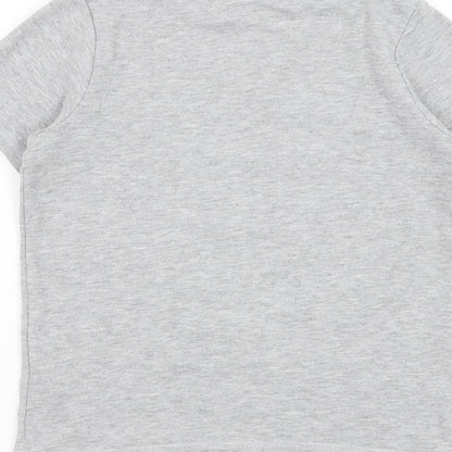 George Boys Grey Cotton Basic T-Shirt Size 7-8 Years Round Neck Pullover - Mickey Mouse, Slogan