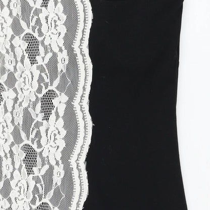 Goddova Womens Black Polyester Pencil Dress Size M One Shoulder Zip - Lace Detailing