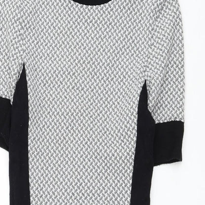 Topshop Womens Grey Polyester Pencil Dress Size 8 Round Neck Pullover
