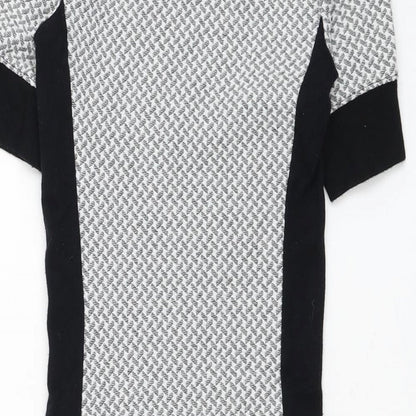 Topshop Womens Grey Polyester Pencil Dress Size 8 Round Neck Pullover
