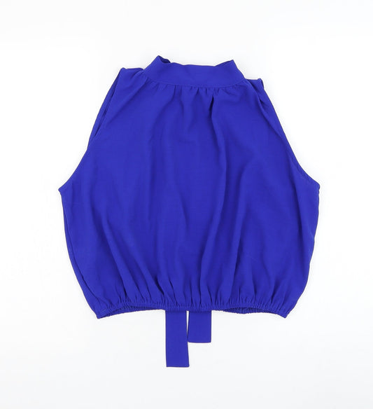 SheIn Womens Blue Polyester Basic Blouse Size 12 Mock Neck