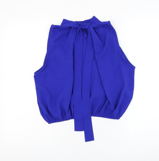 SheIn Womens Blue Polyester Basic Blouse Size 12 Mock Neck