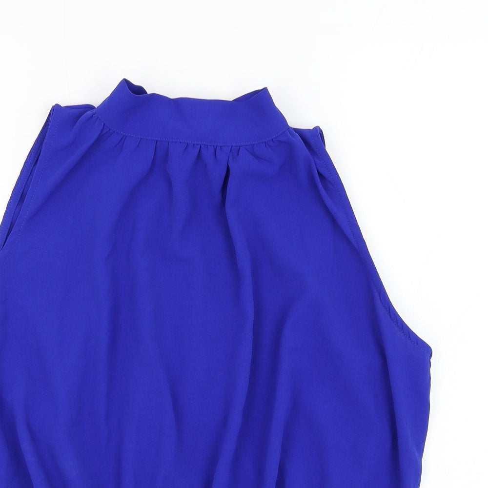 SheIn Womens Blue Polyester Basic Blouse Size 12 Mock Neck