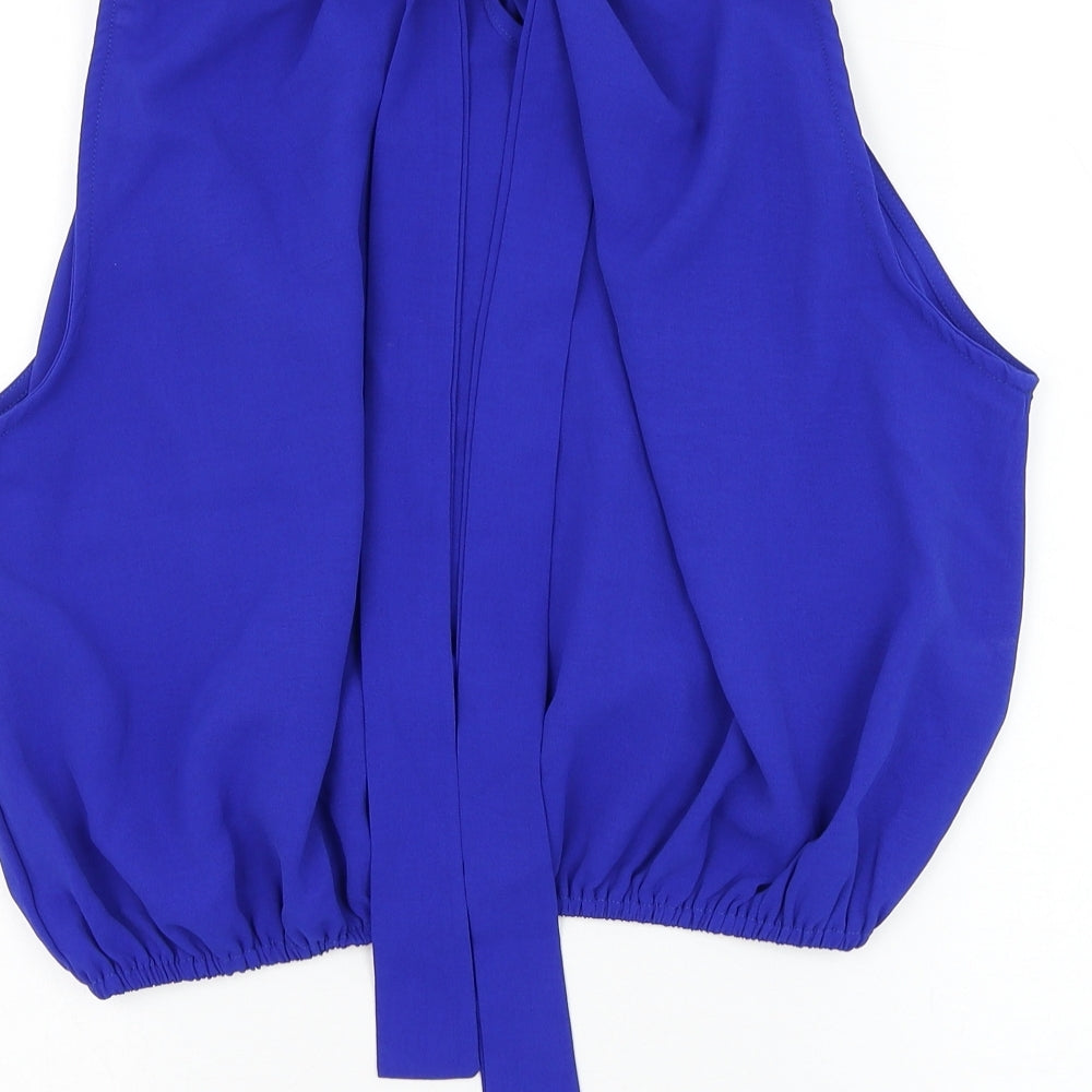 SheIn Womens Blue Polyester Basic Blouse Size 12 Mock Neck