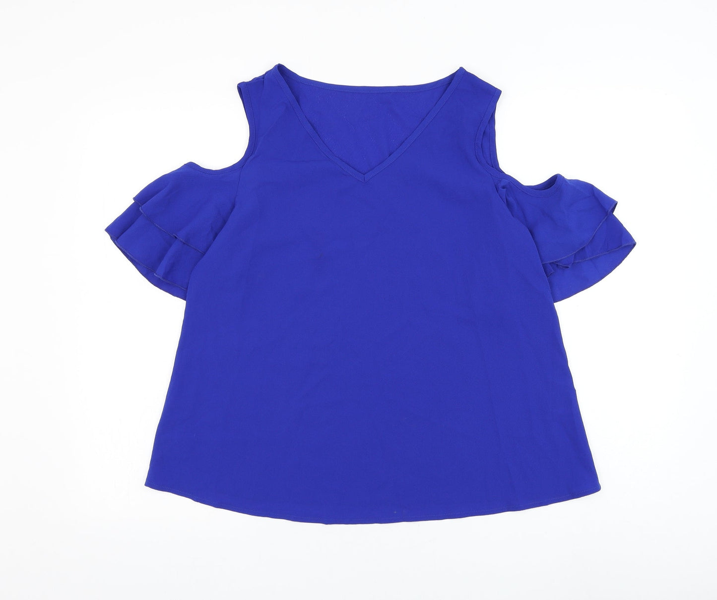 SheIn Womens Blue Polyester Basic Blouse Size 12 V-Neck