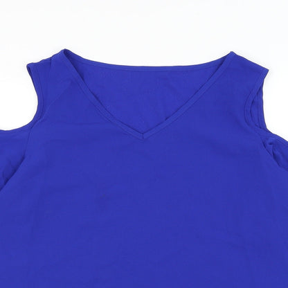 SheIn Womens Blue Polyester Basic Blouse Size 12 V-Neck