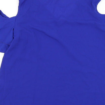 SheIn Womens Blue Polyester Basic Blouse Size 12 V-Neck