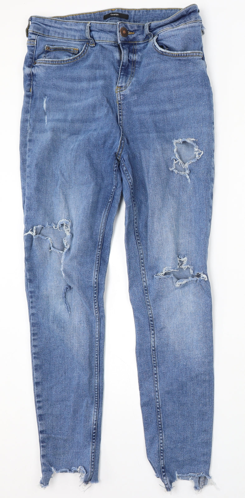 George Womens Blue Polyester Skinny Jeans Size 32 L28 in Regular Button