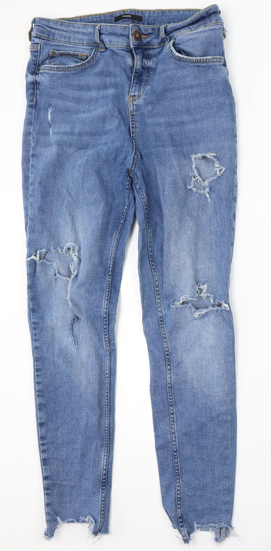 George Womens Blue Polyester Skinny Jeans Size 32 L28 in Regular Button