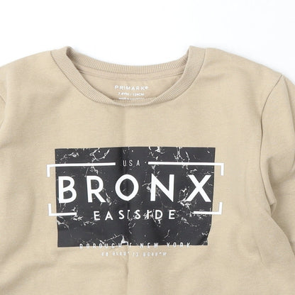 Primark Boys Beige Cotton Pullover Sweatshirt Size 7-8 Years - Bronx New York